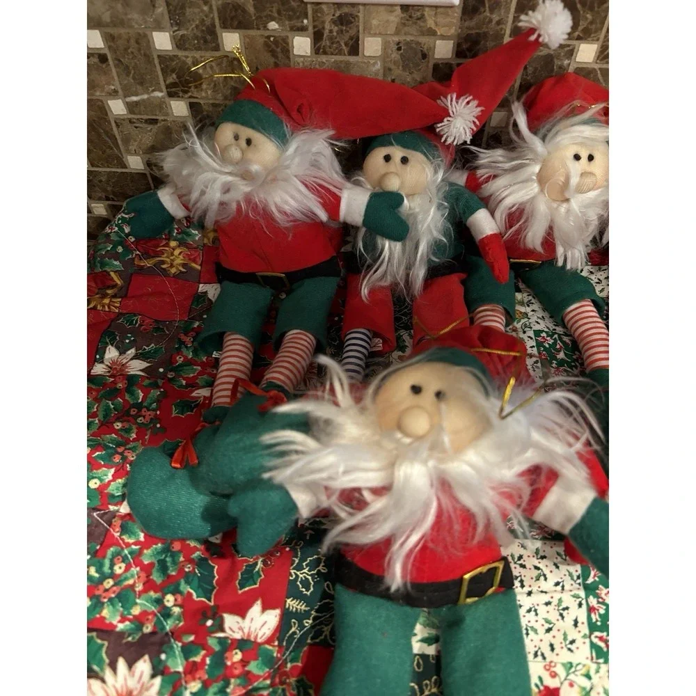 Vintage Christmas Flocked Santa  pixie doll 10